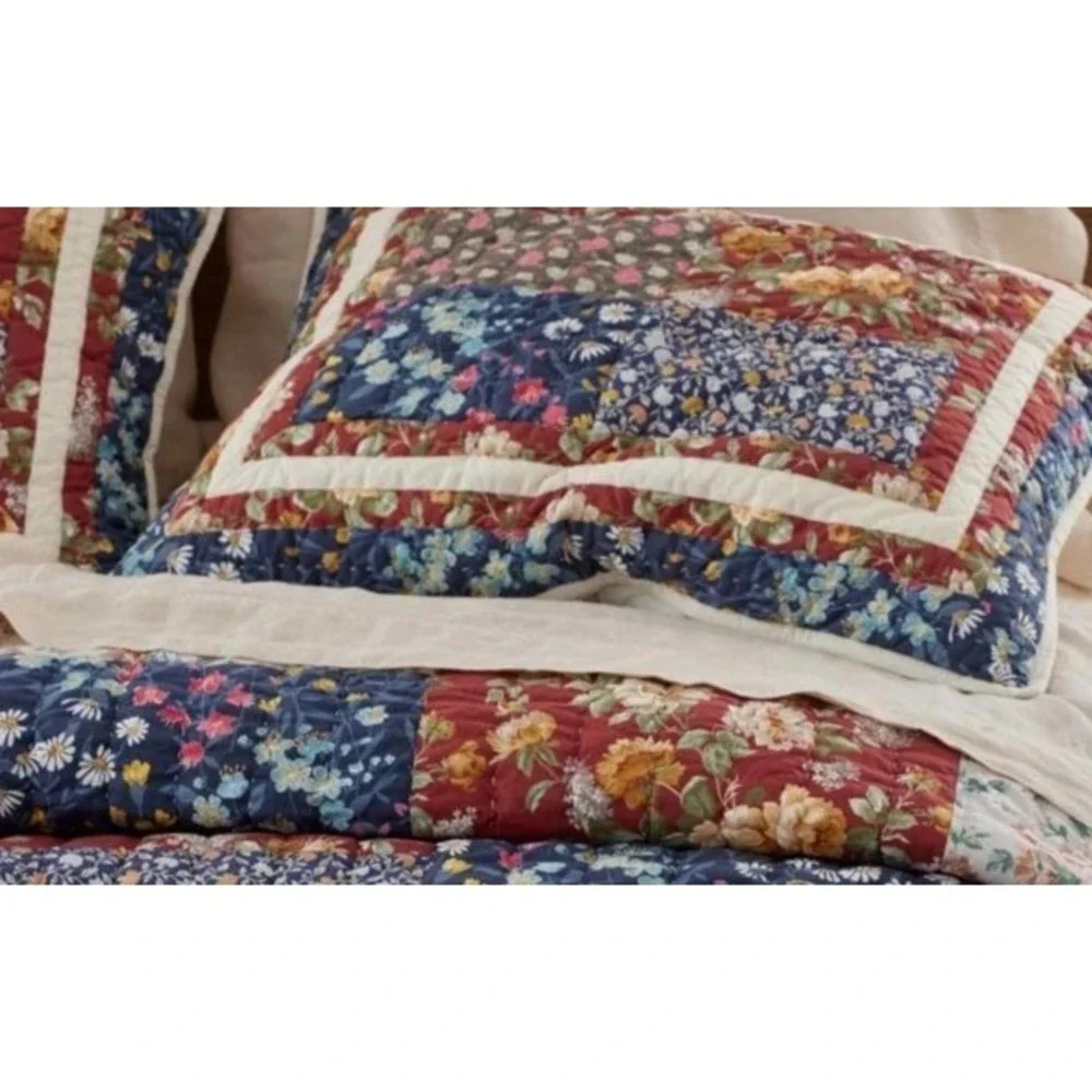 Company Store Aahana Patchwork Quilted Sham - Navy, Standard